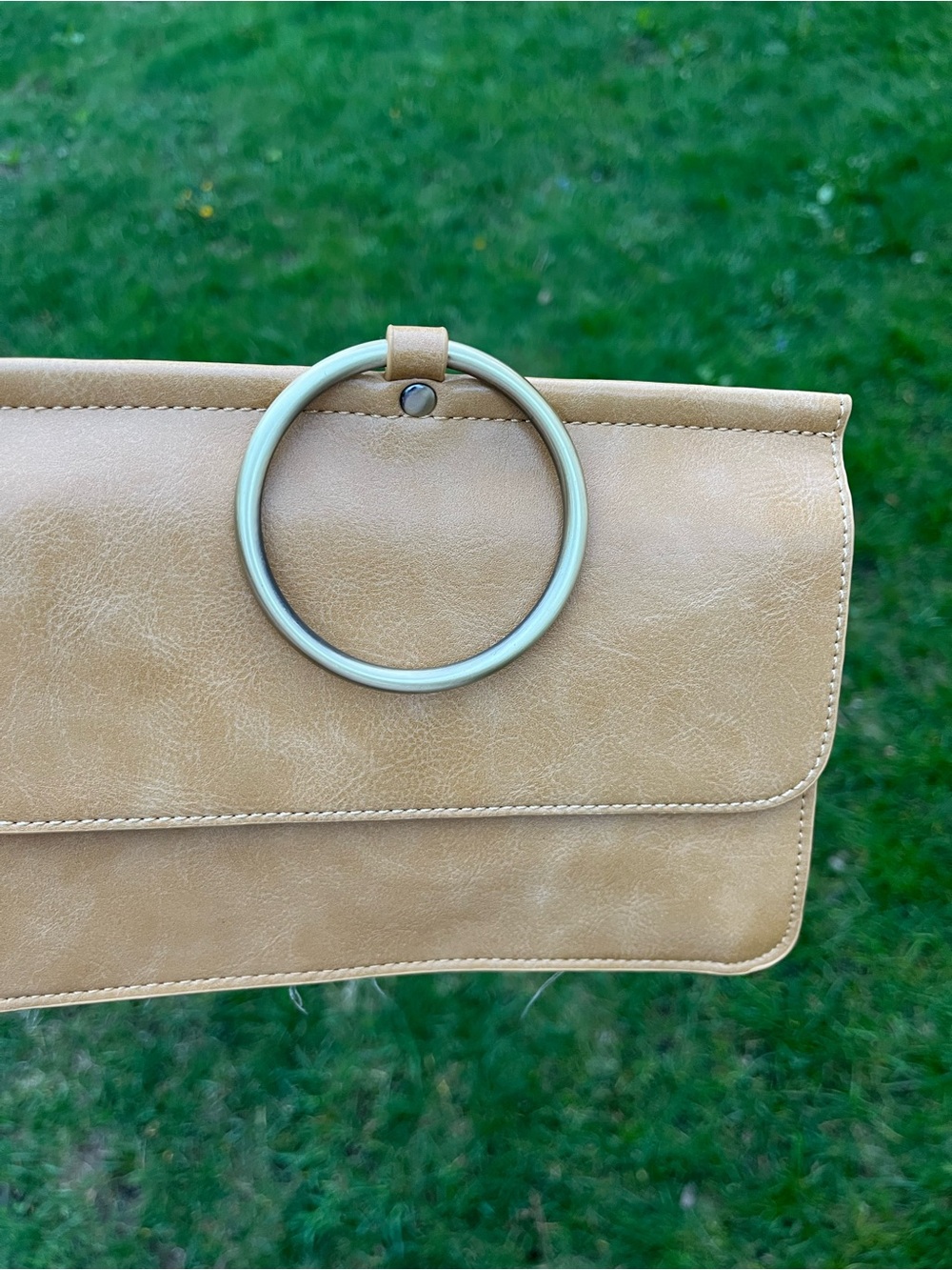 Joy Susan Mustard Yellow Ring-Handle Crossbody Clutch